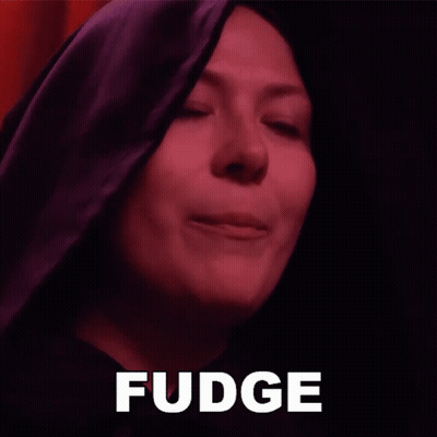 Woman With Eyes Closed Saying Fudge GIF