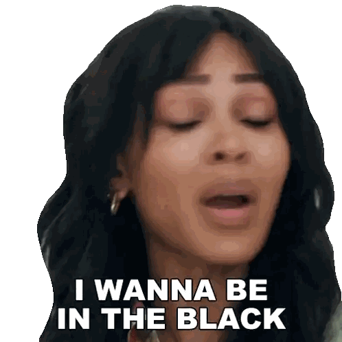 Woman With Eyes Closed Saying I Wanna Be In The Black Sticker
