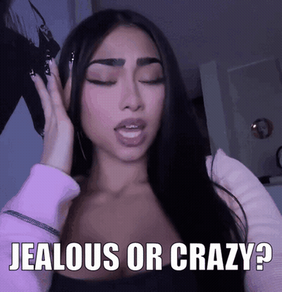 Woman With Eyes Closed Saying Jealous Or Crazy GIF