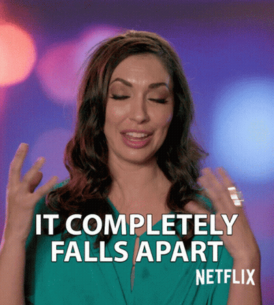 Woman With Eyes Closed Says It Completely Falls Apart GIF