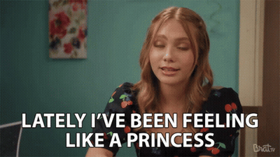 Woman With Eyes Closed Says Lately I've Been Feeling Like A Princess GIF