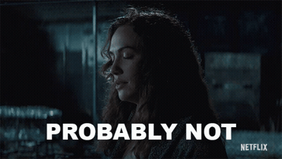 Woman With Eyes Closed Says Probably Not GIF