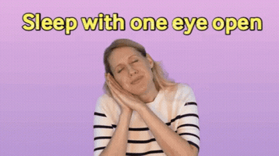 Woman With Eyes Closed Sleep With One Eye Open GIF