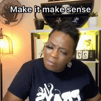 Woman With Eyes Closed Wearing Make It Make Sense T-Shirt GIF