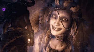 Woman With Feathers On Head GIF