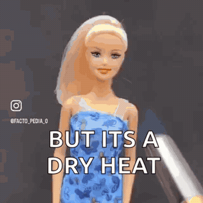 Woman With Fire On Head Saying But It's A Dry Heat GIF
