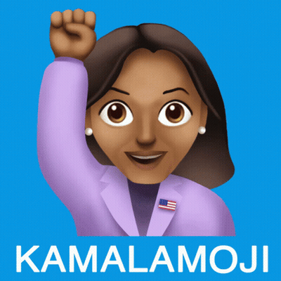 Woman With Fist In Air Kamala Emoji GIF