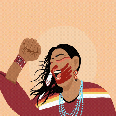 Woman With Fist In Air Saying Action Now GIF