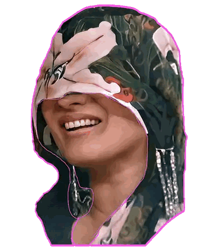 Woman With Floral Scarf Covering Eyes Sticker