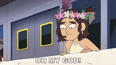Woman With Flower Crown Saying Oh My God GIF