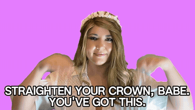 Woman With Flower Crown Says Straighten Your Crown Babe GIF