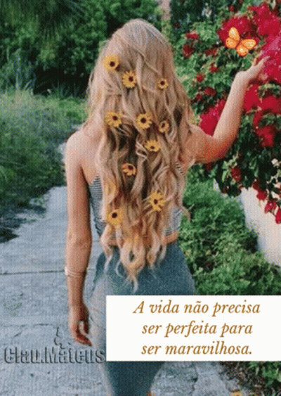 Woman With Flowers In Hair And Quote GIF