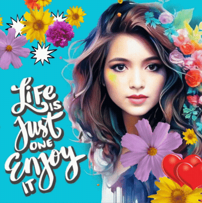 Woman With Flowers In Hair Enjoying Life GIF