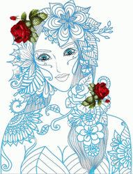 Woman With Flowers Ready For Coloring GIF
