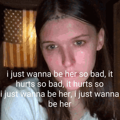 Woman With Forehead Tattoo Says I Just Wanna Be Her GIF