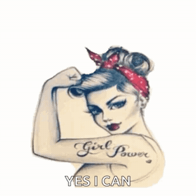 Woman With Girl Power Tattoo GIF