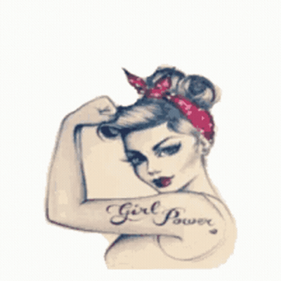 Woman With Girl Power Tattoo GIF