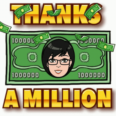Woman With Glasses And 100,000 Dollar Bill Saying Thanks A Million GIF