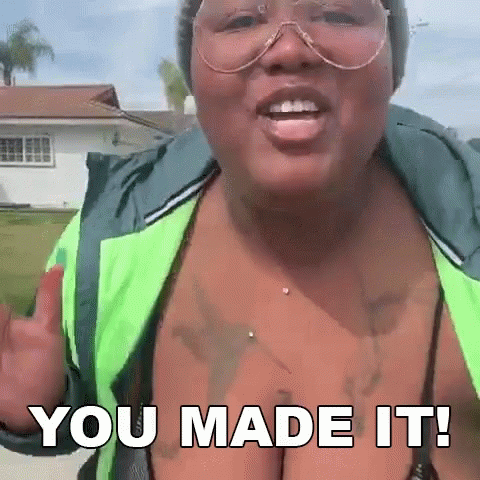 Woman With Glasses And Chest Tattoo Says You Made It GIF