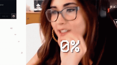 Woman With Glasses And Headphones Saying 0% GIF