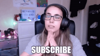 Woman With Glasses And Headphones Says Subscribe GIF