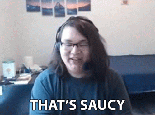 Woman With Glasses And Headset Says That's Saucy GIF