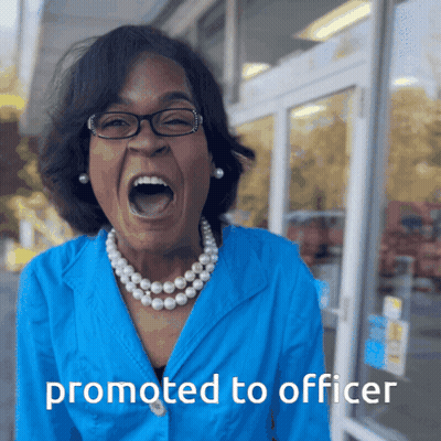 Woman With Glasses And Pearl Necklace Screaming Promoted To Officer GIF