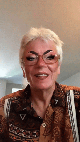 Woman With Glasses And R On Collar GIF