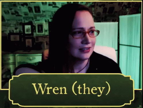 Woman With Glasses And Wren (They) GIF