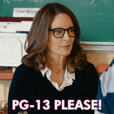 Woman With Glasses At Chalkboard Saying PG-13 Please GIF