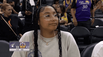 Woman With Glasses At Los Angeles Basketball Game GIF