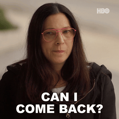 Woman With Glasses Black Jacket Says Can I Come Back GIF