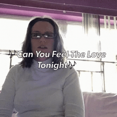 Woman With Glasses Can You Feel The Love Tonight GIF