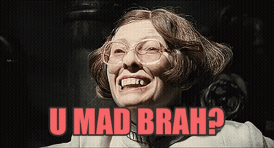 Woman With Glasses Laughing U Mad Brah GIF