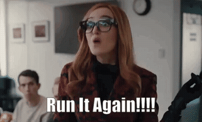 Woman With Glasses Saying Run It Again GIF