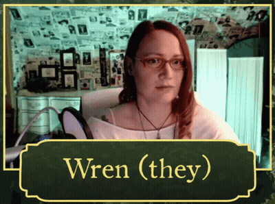 Woman With Glasses Saying Wren (They) GIF