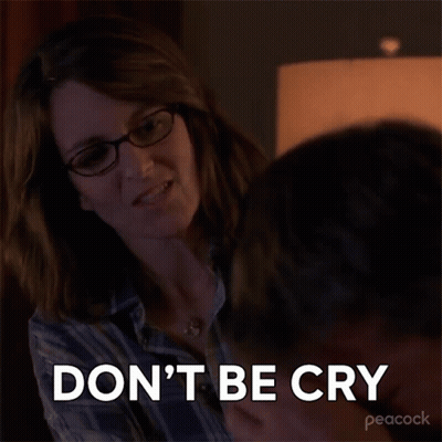 Woman With Glasses Says Don't Be Cry To Man GIF
