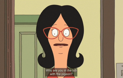 Woman With Glasses Says Why Are You In The Tub With The Pigeon GIF