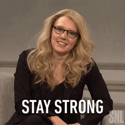 Woman With Glasses Sitting in Chair Stay Strong