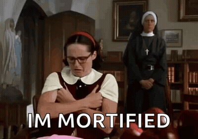 Woman With Glasses Sitting With Two Nuns GIF