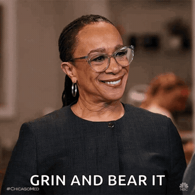 Woman With Glasses Smiling Grin And Bear It GIF