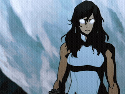 Woman With Glowing Eyes In Front Of Cloudy Sky GIF