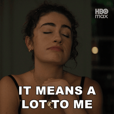 Woman With Gold Necklace Saying It Means A Lot To Me GIF