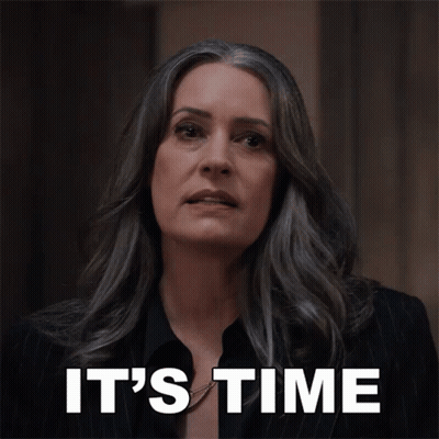 Woman With Gray Hair Saying Time GIF