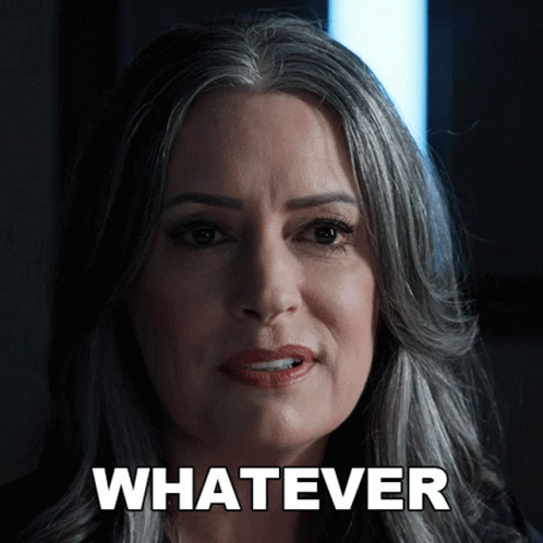 Woman With Gray Hair Saying Whatever GIF