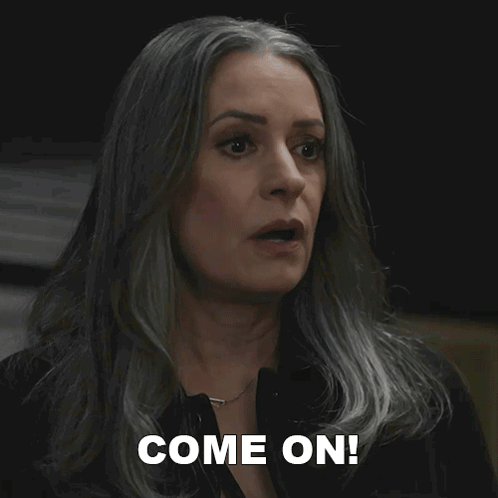 Woman With Gray Hair Says Come On GIF