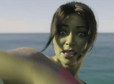 Woman With Green Face Making Funny Face GIF