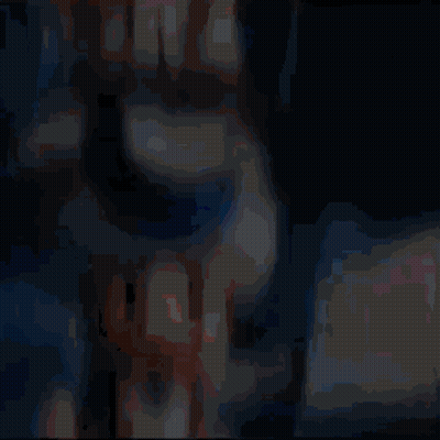 Woman With Green Face Paint Next To Woman In Pink Dress On Stage GIF