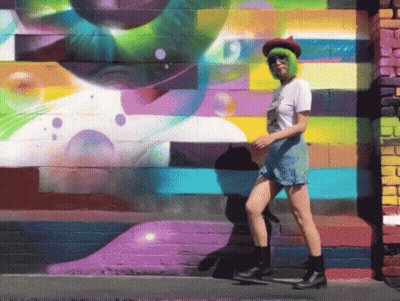 Woman With Green Hair And Beret GIF