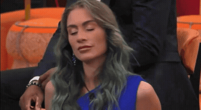 Woman With Green Hair And Blue Dress Eyes Closed GIF
